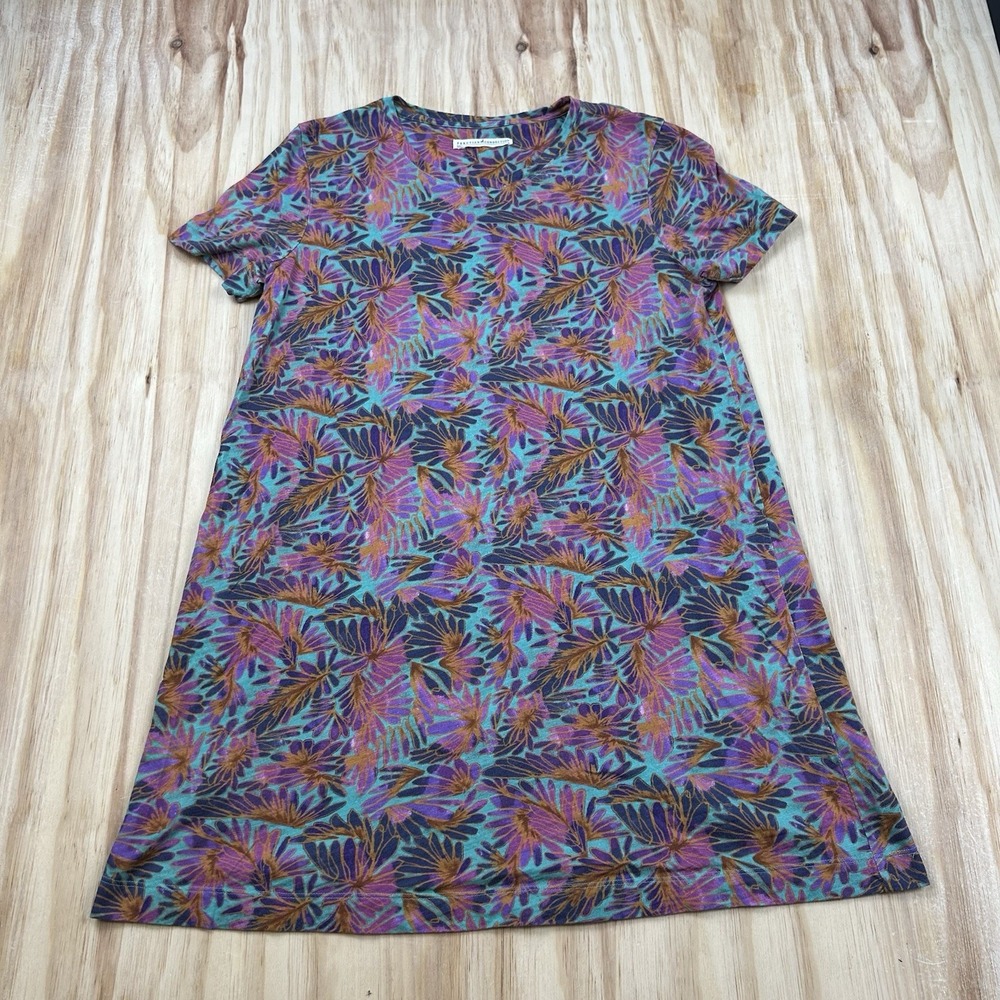 Peruvian Connection Women's Medium Floral Print Mini T-Shirt Dress Colorful